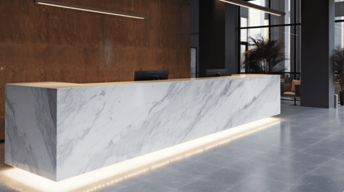 Ресепшен из мрамора Bianco Carrara (Бьянко Каррара)